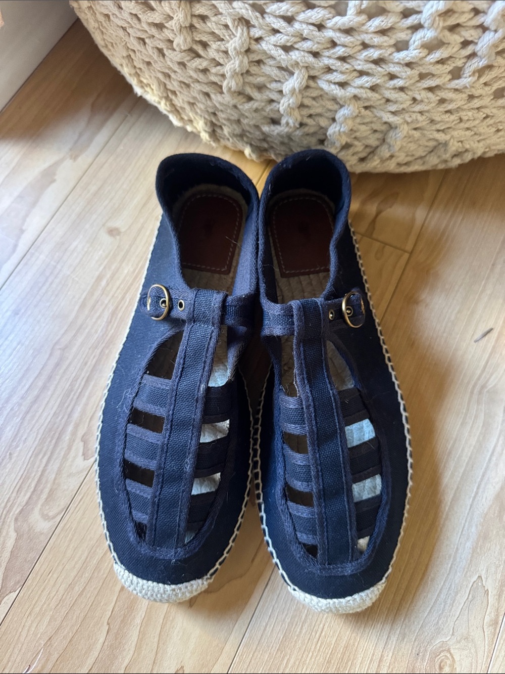 Polo by Ralph Lauren Black Canvas Ghillie Espadrille Sandals - Picture 2 of 5